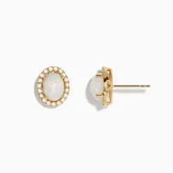 Effy Jewelry Aurora 14K Yellow Gold Opal and Diamond Stud Earrings | Earrings