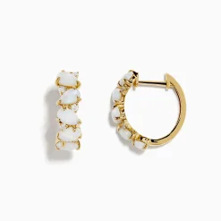 Effy Jewelry Aurora 14K Yellow Gold Opal and Diamond Hoop Earrings | Earrings