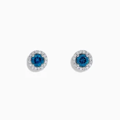 BH Multi Bella Bleu 14K Gold Blue and White Diamond Stud Earrings, 0.71 TCW | Earrings