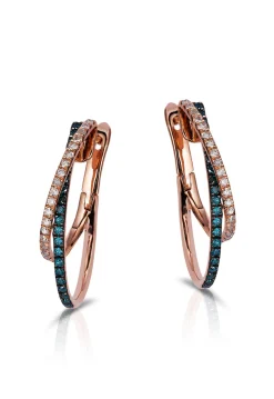 Effy Jewelry Bella Bleu 14K Rose Gold Blue and White Diamond Earrings, 0.58 TCW | Earrings