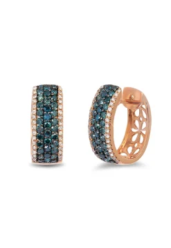 Effy Jewelry Bella Bleu 14K Rose Gold Blue and White Diamond Earrings, 1.30 TCW | Earrings