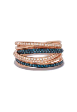 Effy Jewelry Bella Bleu 14K Rose Gold Blue and White Diamond Ring, 0.56 TCW | Rings