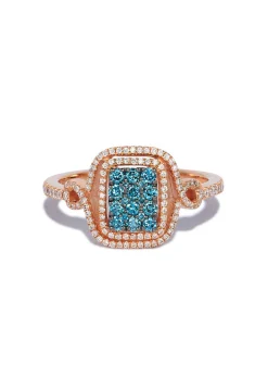 Effy Jewelry Bella Bleu 14K Rose Gold Blue and White Diamond Ring, 0.52 TCW | Rings