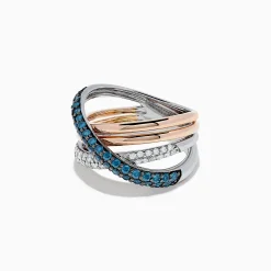 BH Multi Bella Bleu 14K Two Tone Gold Blue and White Diamond Ring, 0.79 TCW | Rings