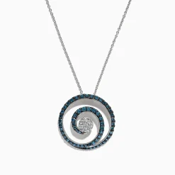 Effy Jewelry Bella Bleu 14K White Gold Blue and White Diamond Pendant, 1.18 TCW | Necklaces & Pendants