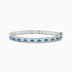 BH Multi Bella Bleu 14K White Gold Blue and White Diamond Bangle, 1.27 TCW | Bracelets