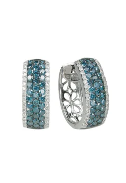 Effy Jewelry Bella Bleu 14K White Gold Blue and White Diamond Earrings, 1.30 TCW | Earrings