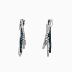 Effy Jewelry Bella Bleu 14K White Gold Blue and White Diamond Earrings, 0.58 TCW | Earrings