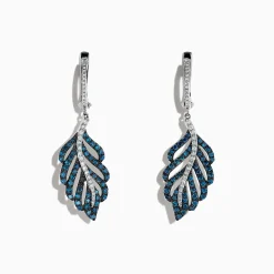 Effy Jewelry Bella Bleu 14K White Gold Blue and White Diamond Earrings, 1.54 TCW | Earrings