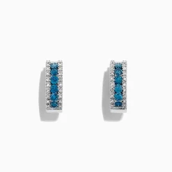 BH Multi Bella Bleu 14K White Gold Blue u0026 White Diamond Hoop Earrings, 0.92 TCW | Earrings