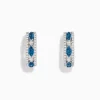 BH Multi Bella Bleu 14K White Gold Blue and White Diamond Huggie Hoop Earrings | Earrings