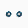 Effy Jewelry Bella Bleu 14K White Gold Blue and White Diamond Flower Stud Earrings | Earrings