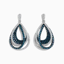 Effy Jewelry Bella Bleu 14K White Gold Blue and White Diamond Earrings | Earrings