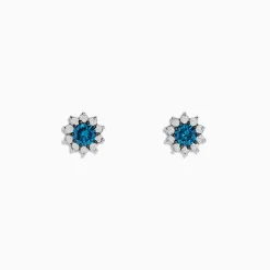 Effy Jewelry Bella Bleu 14K White Gold Blue and White Diamond Earrings 0.80 TCW | Earrings