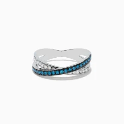 Effy Jewelry Bella Bleu 14K White Gold Blue and White Diamond Ring, 0.57 TCW | Rings