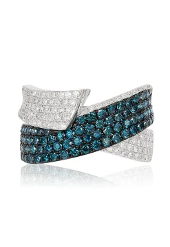 Effy Jewelry Bella Bleu 14K White Gold Blue and White Diamond Ring, 1.36 TCW | Rings