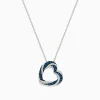 Effy Jewelry Bella Bleu 14K White Gold Blue and White Diamond Heart Pendant | Necklaces & Pendants