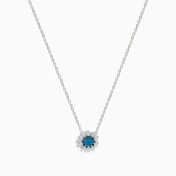 Effy Jewelry Bella Bleu 14K White Gold Blue and White Diamond Pendant 0.60 TCW | Necklaces & Pendants