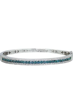 Effy Jewelry Bella Bleu 14K White Gold Blue and White Diamond Bangle, 2.13 TCW | Bracelets