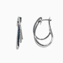 Effy Jewelry Bella Bleu 14K White Gold Blue and White Diamond Earrings, 0.58 TCW | Earrings