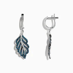 Effy Jewelry Bella Bleu 14K White Gold Blue and White Diamond Earrings, 1.54 TCW | Earrings