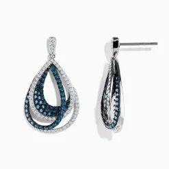 Effy Jewelry Bella Bleu 14K White Gold Blue and White Diamond Earrings | Earrings