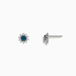 Effy Jewelry Bella Bleu 14K White Gold Blue and White Diamond Earrings 0.50 TCW | Earrings