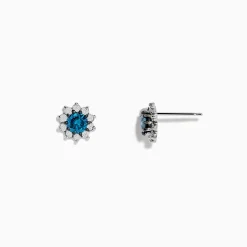 Effy Jewelry Bella Bleu 14K White Gold Blue and White Diamond Earrings 0.80 TCW | Earrings