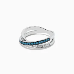 Effy Jewelry Bella Bleu 14K White Gold Blue and White Diamond Ring, 0.57 TCW | Rings