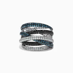 Effy Jewelry Bella Bleu 14K White Gold Diamond Crossover Ring, 2.08 TCW | Rings