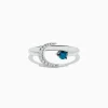 Effy Jewelry Bella Bleu 14K White Gold White and Blue Diamond Crescent Moon Ring | Rings