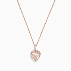 Effy Jewelry Blush 14K Rose Gold Morganite and Diamond Heart Pendant, 1.88 TCW | Necklaces & Pendants