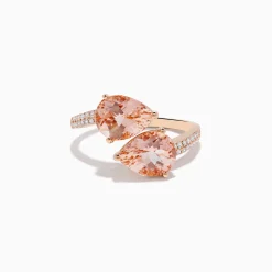 Effy Jewelry Blush 14K Rose Gold Morganite and Diamond Bypass Ring | Rings