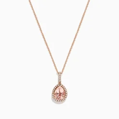 BH Multi Blush 14K Rose Gold Morganite and Diamond Pendant, 1.75 TCW | Necklaces & Pendants