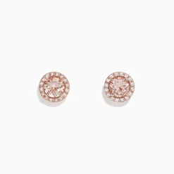 Effy Jewelry Blush 14K Rose Gold Morganite and Diamond Stud Earrings, 1.82 | Earrings