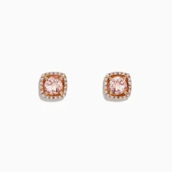 BH Multi Blush 14K Rose Gold Morganite and Diamond Stud Earrings, 1.12 TCW | Earrings