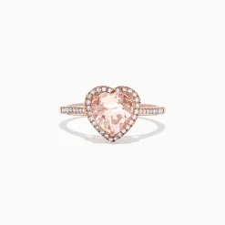 Effy Jewelry Blush 14K Rose Gold Morganite and Diamond Heart Ring, 1.93 TCW | Rings