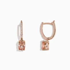 BH Multi Blush 14K Rose Gold Morganite and Diamond Earrings, 1.49 TCW | Earrings
