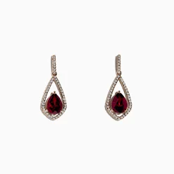 BH Multi Bordeaux 14K Rose Gold Rhodolite Garnet and Diamond Earrings, 2.79 TCW | Earrings