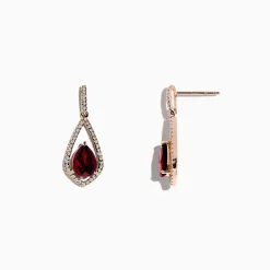 BH Multi Bordeaux 14K Rose Gold Rhodolite Garnet and Diamond Earrings, 2.79 TCW | Earrings