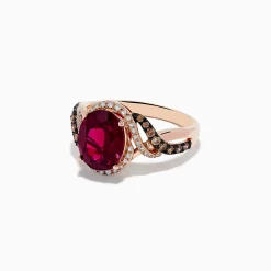 BH Multi Bordeaux 14K Rose Gold Rhodolite Garnet, Espresso and White Diamond Ring | Rings