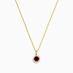 BH Multi Bordeaux 14K Yellow Gold Garnet and Diamond Pendant, 0.61 TCW | Necklaces & Pendants