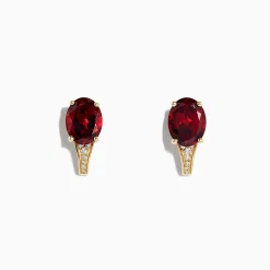BH Multi Bordeaux 14K Yellow Gold Garnet and Diamond Earrings, 4.77 TCW | Earrings