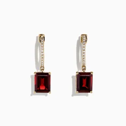 BH Multi Bordeaux 14K Yellow Gold Garnet and Diamond Earrings, 6.04 TCW | Earrings
