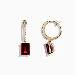 BH Multi Bordeaux 14K Yellow Gold Garnet and Diamond Earrings, 6.04 TCW | Earrings