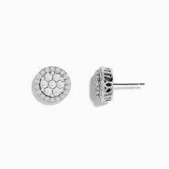 Effy Jewelry Bouquet 14K White Diamond Cluster Stud Earrings 0.95TCW | Earrings