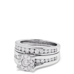 Effy Jewelry Bouquet 14K White Gold Channel Set Diamond Engagement u0026 Wedding Ring Set, 1.48 TCW | Rings