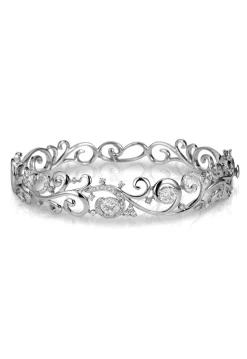 Effy Jewelry Bouquet 14K White Gold Diamond Filigree Bangle, 0.89 TCW | Bracelets