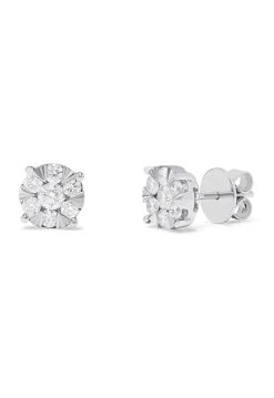 Effy Jewelry Bouquet 14K White Gold Diamond Cluster Stud Earrings, 1.14 TCW | Earrings