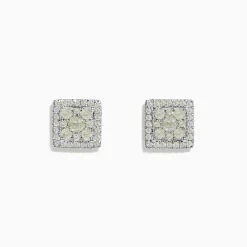 Effy Jewelry Bouquet 14K White Gold Square Diamond Cluster Stud Earrings 0.97 TCW | Earrings
